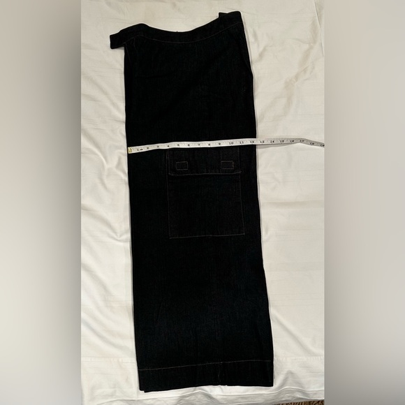 NWOT Vintage CLUB MONACO Women's Blue Dark Wash Wide Leg Cargo Crop Jeans Sz 8 - Picture 9 of 12